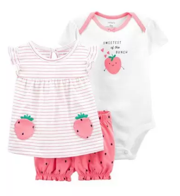 3pc Strawberry Little Short Set by Carters