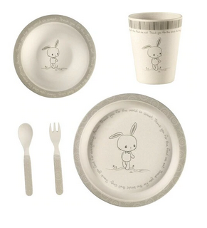 5pc Bunny Bamboo Mealtime Gift Set by Precious Moments